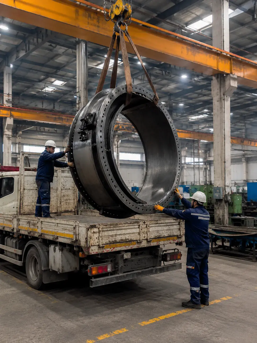 Flanşlı ring gövdenin vinçle kaldırılması